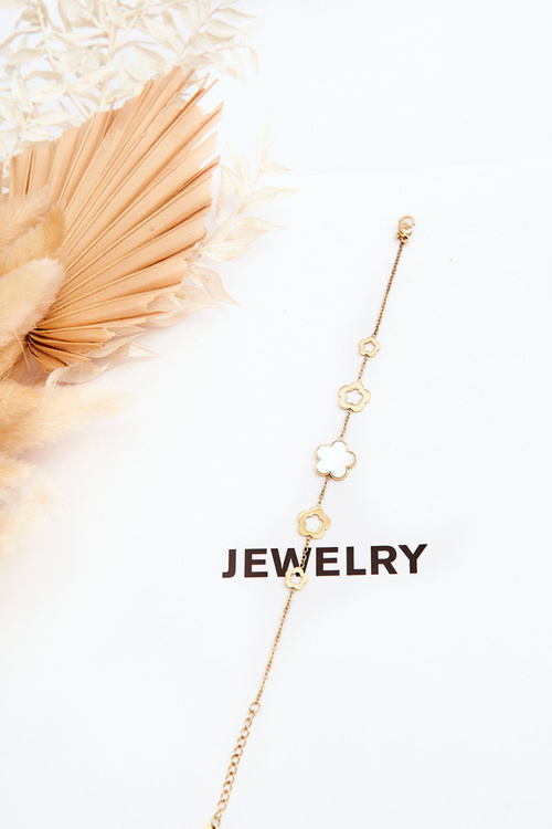 Жіночий браслет з квітами золото-білий