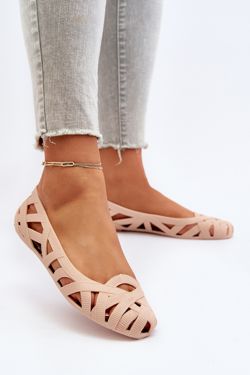 Жіночі гумові балетки голого кольору