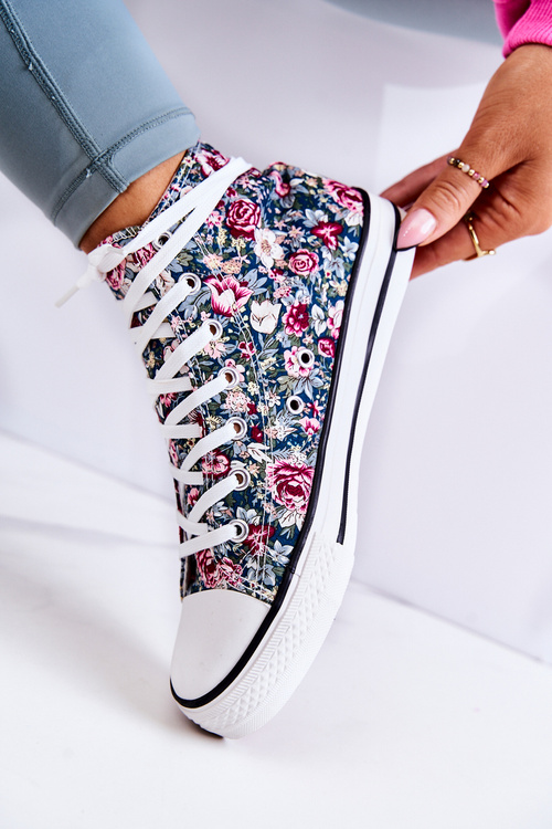 Високі кросівки із зеленими квітами Nollie