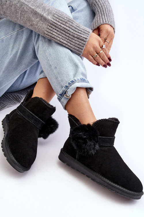 Жіночі замшеві сноуботси з вирізами Eraclio чорного кольору