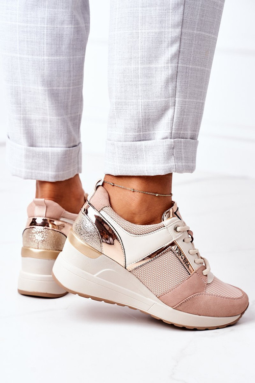 Кросівки на танкетці Vinceza 10606 Рожеві