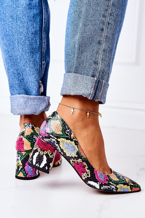 Шкіряні човники зі змійковим візерунком Lewski Shoes 2801 Барвисті