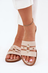 Плоскі Жіночі Сандалі З Золотим Деталем Бежеві Noroti