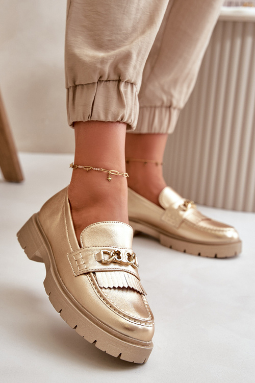 Жіночі мокасини з екошкіри з золотим декором Zanita