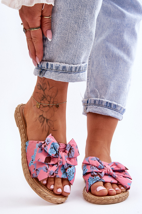 Жіночі тапочки з тканинним бантом Pink Blossom
