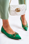 Жіночі шкіряні балетки на шпиці з декором Green Carlos