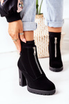 Утеплені чоботи на блочному каблуці Black Wonder Woman