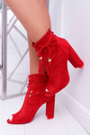 Жіночі чоботи на шпильці замшеві червоні Corinne