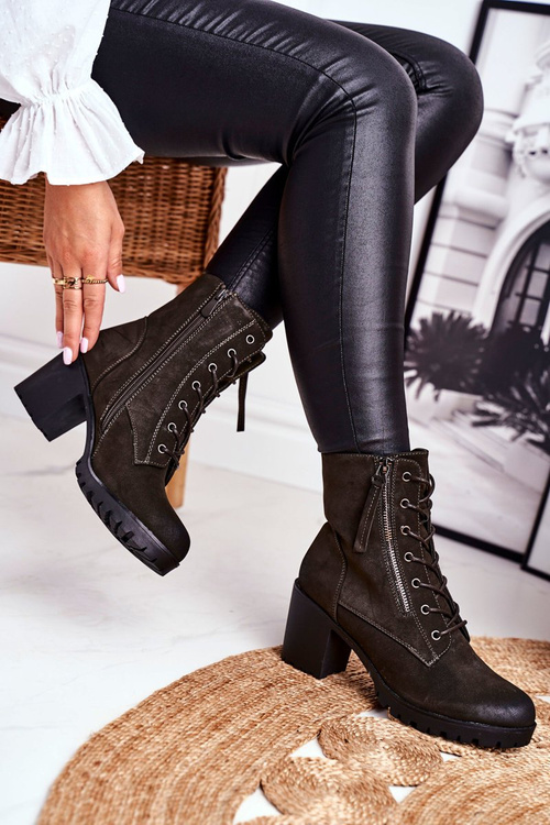 Чоботи жіночі на високих підборах Хакі Vimen