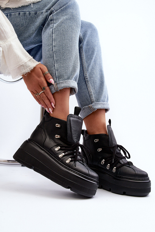 Чорне шкіряне жіноче спортивне взуття Zazoo 3416