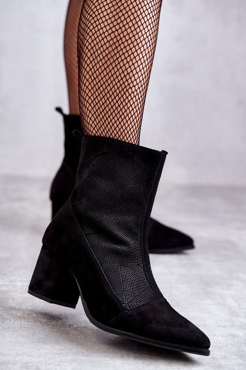 Жіночі замшеві чоботи на підборах Nicole 2757 Чорні