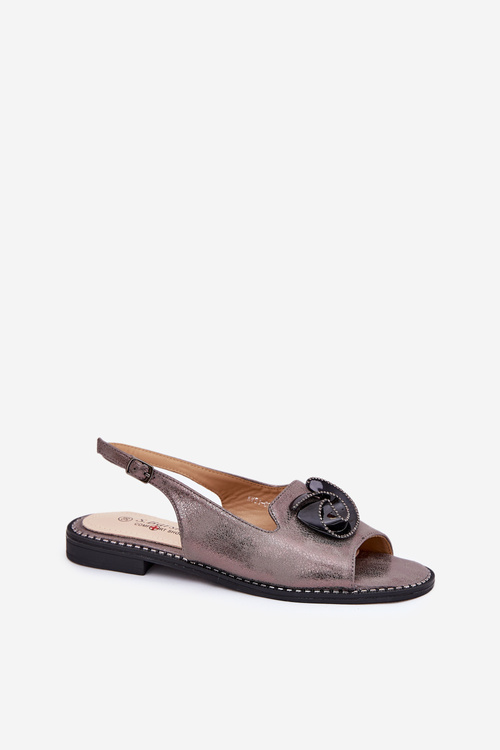 Блискучі Жіночі Сандалі З Декором S.Barski KV51-006 Сірі