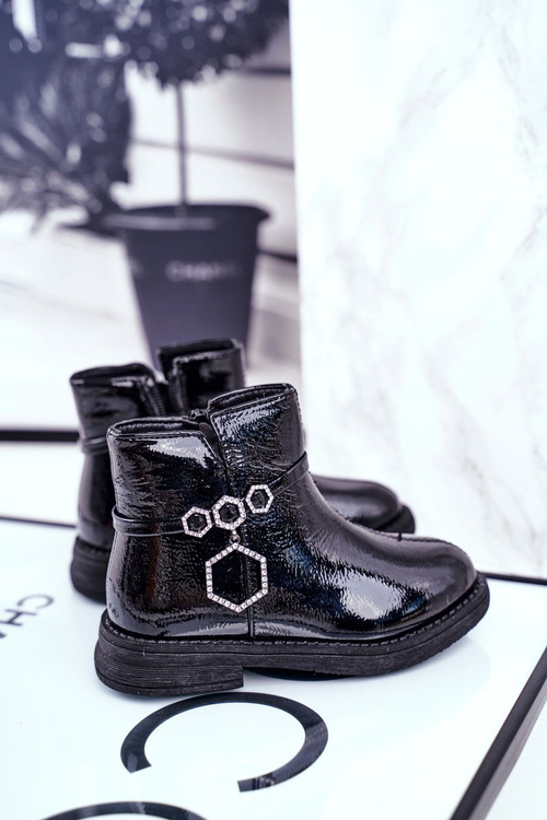 Чоботи дитячі лаковані чорні Fami