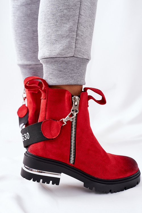 Черевики утеплені на блискавці Кортона червоного кольору