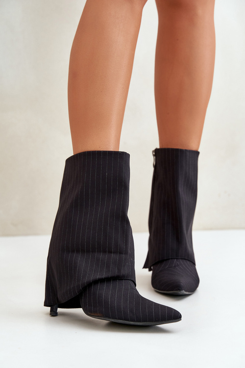 Жіночі чоботи на шпильці з точеним халявою та гострими носами Чорні Naritua