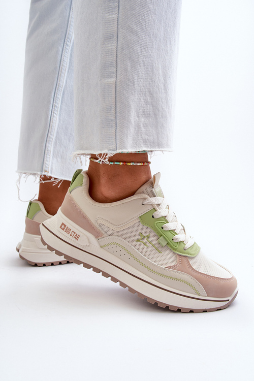 Жіночі кросівки Big Star NN274A091 бежево-зелені