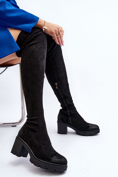 Чоботи вище коліна на підборах La.Fi 270067B-SU Чорні