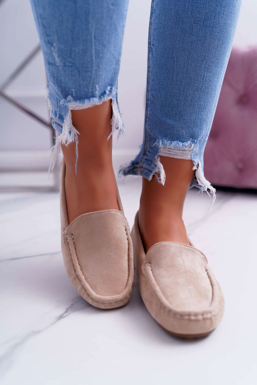 Мокасини жіночі комфортні з еко-замші бежевого кольору Lemma