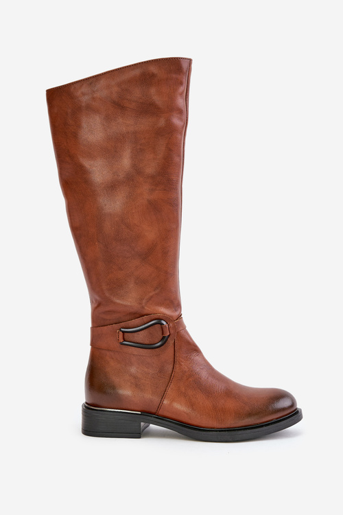 Шкіряні жіночі чоботи Zazoo 70140, утеплені, коричневі