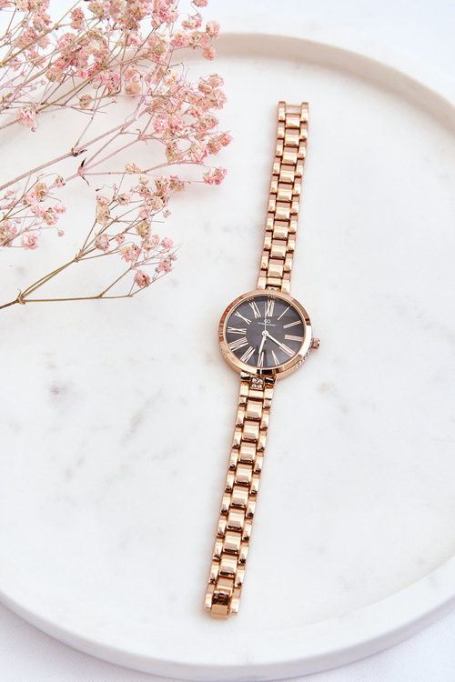 Жіночий годинник Giorgio&Dario Rose Gold з темним циферблатом