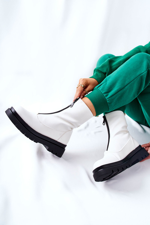 Жіночі черевики на блискавці білого кольору Tierra