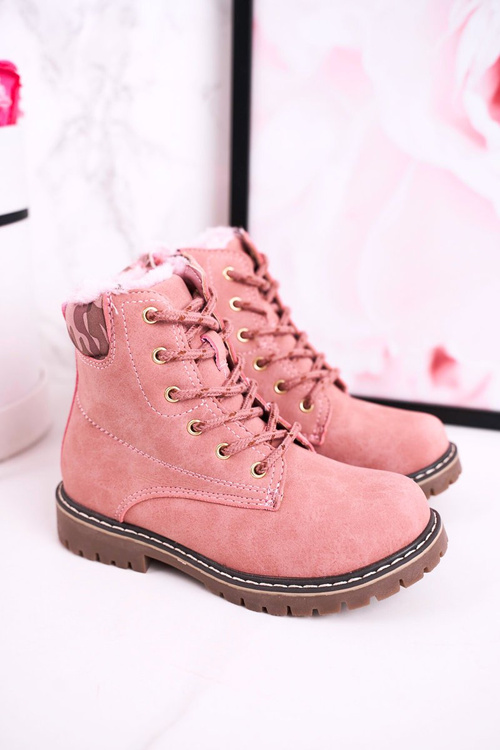 Дитячі чоботи утеплені хутром Лондон рожеві