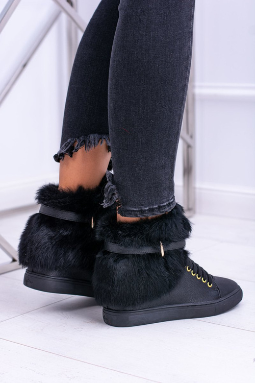 Чорні чоботи Lu Boo з натуральним хутром Gisele