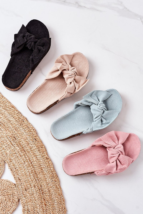 Вельветові тапочки на корковій підошві Чорні Summertime