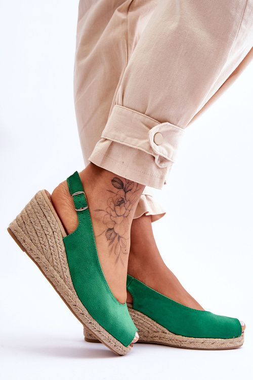 Замшеві босоніжки на танкетці Green Elsie