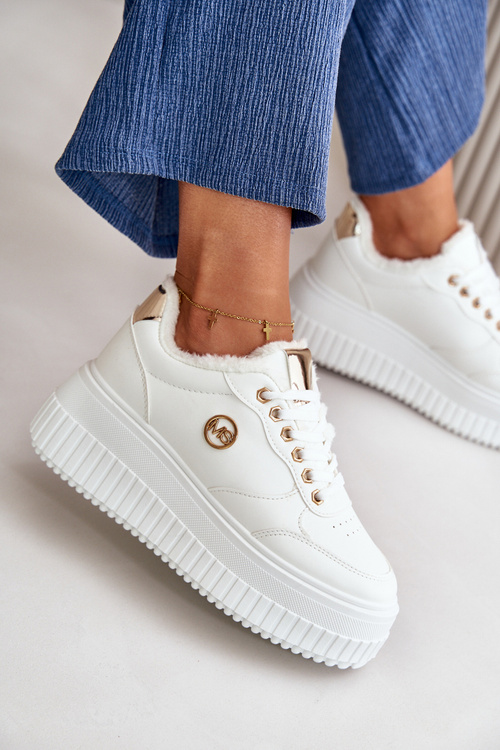 Кросівки жіночі спортивні утеплені на масивній підошві білі Ardiela