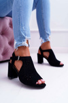 Жіночі босоніжки на шпильці з відкритим носком чорні Olenia