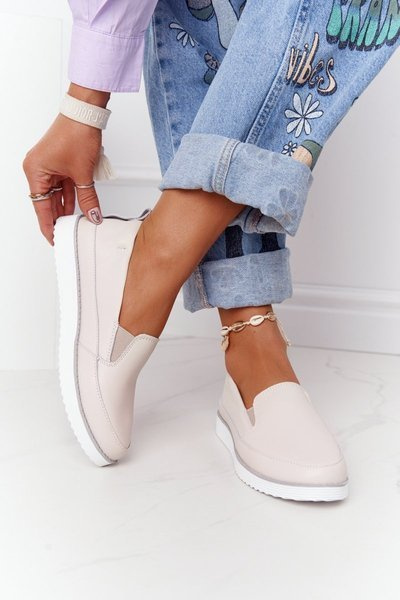 Жіночі шкіряні сліпони S.Barski Бежеві