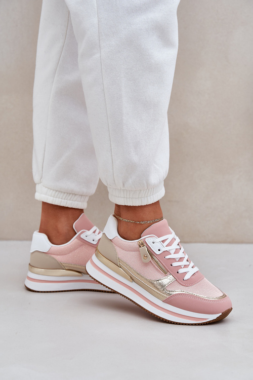 Жіночі Блискучі Спортивні Черевики На Платформі Рожеві Florefedi