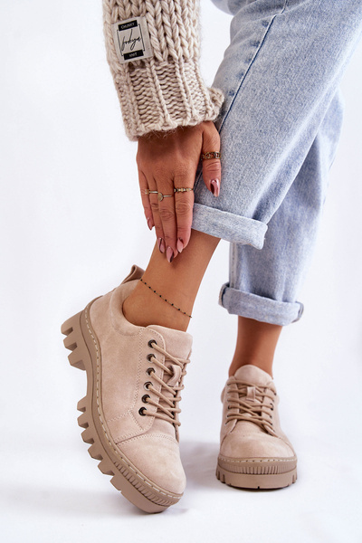 Жіночі замшеві туфлі на зав'язках бежеві майсон