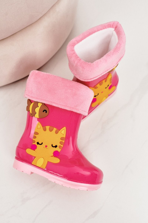 Дитячі утеплені чоботи з кошеням рожеві