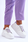 Модні жіночі кросівки на платформі біло-фіолетові Claribel
