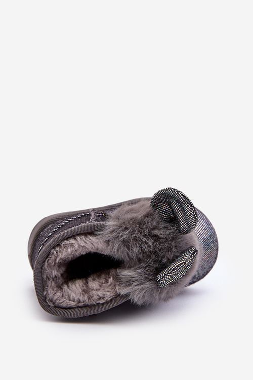 Дитячі снігові чоботи з хутряною підкладкою і вушками сірі Betty