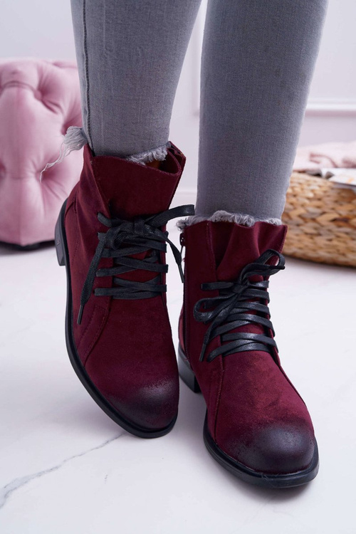 Жіночі ботфорти на плоскій підошві Workers Maroon Teref