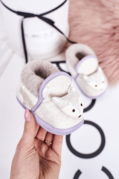 Дитячі домашні тапочки на резинці з лисицею сірого лева