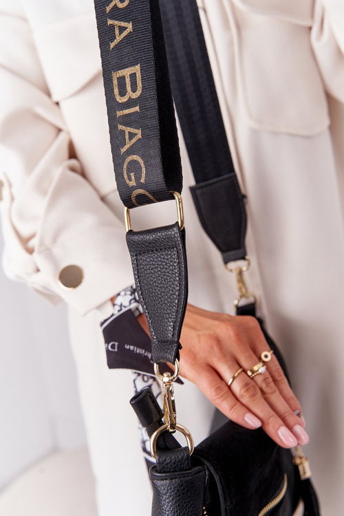 Жіноча сумка-месенджер зі знімним ремінцем LAURA BIAGGI чорного кольору