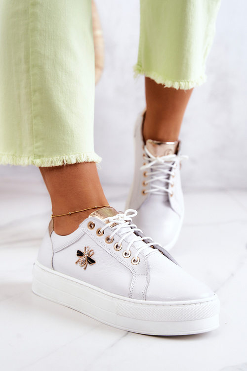 Шкіряні спортивні туфлі на платформі White Bellisia