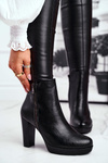 Чоботи жіночі на підборах чорні Eugene