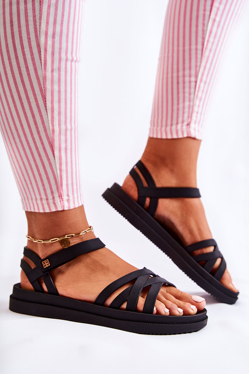 Ароматні жіночі босоніжки на липучці ZAXY JJ285068 Чорні