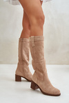 Жіночі чоботи на підборах бежеві Erisorae