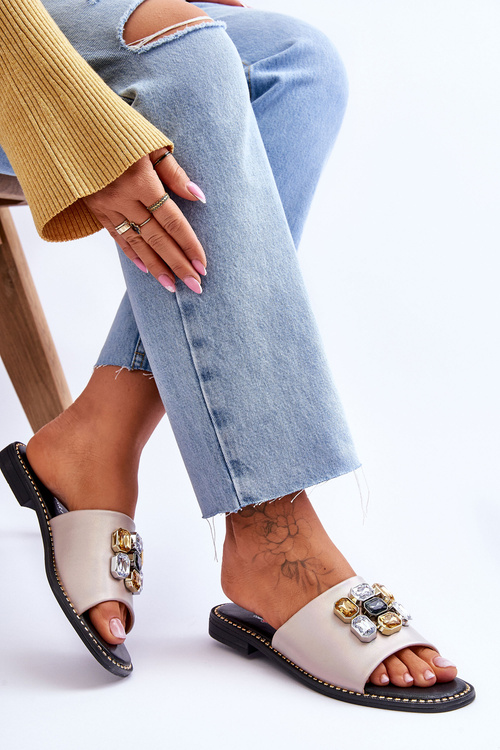 Жіночі босоніжки з камінням S.Barski KV-2775-31 Nude