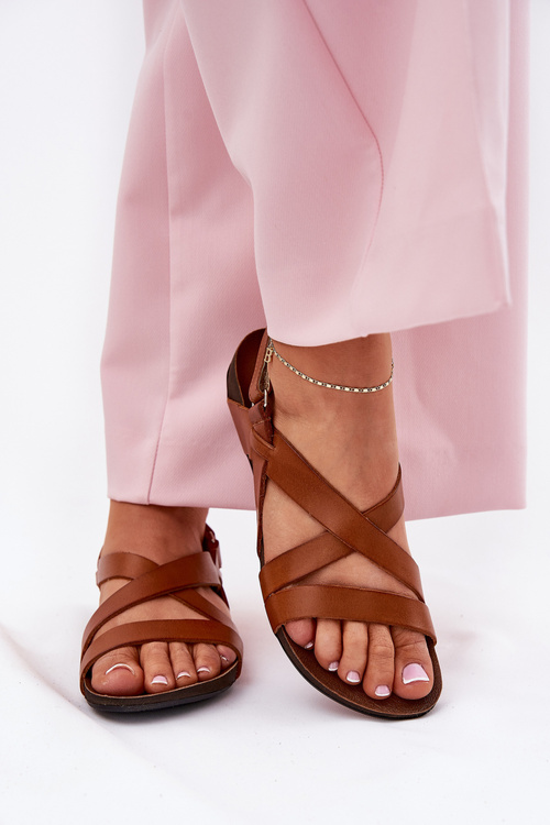 Плоскі Шкіряні Сандалі Для Жінок Zazoo 40032 Коричневі