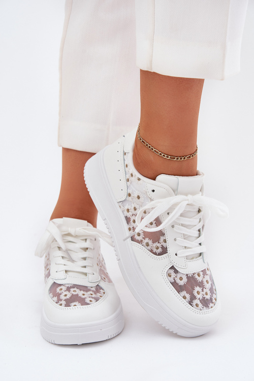 Сітчасті Жіночі Кросівки Ромашки Білі Jenithra
