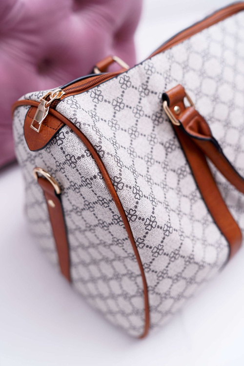 Жіноча велика нагрудна сумка коричнево-бежева