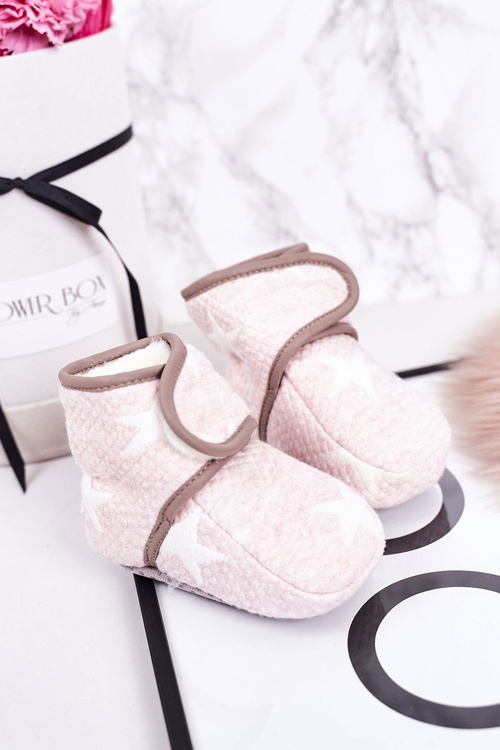 Дитячі утеплені домашні тапочки із зірками, рожевий кекс