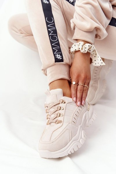 Жіночі кросівки на масивній підошві бежеві Гарний настрій